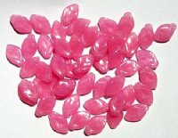 50 12mm Milky Pink Opal Glass Leaf Beads